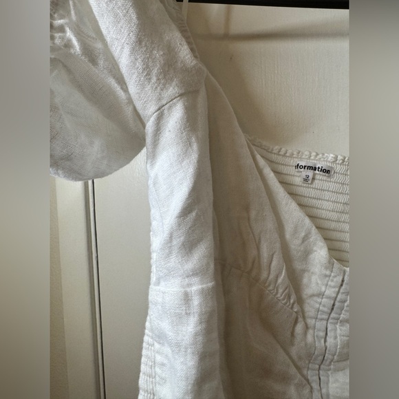 Reformation Rome White 100% Linen Puff Sleeve Smocked Cropped Peasant Top 12 - Picture 3 of 16